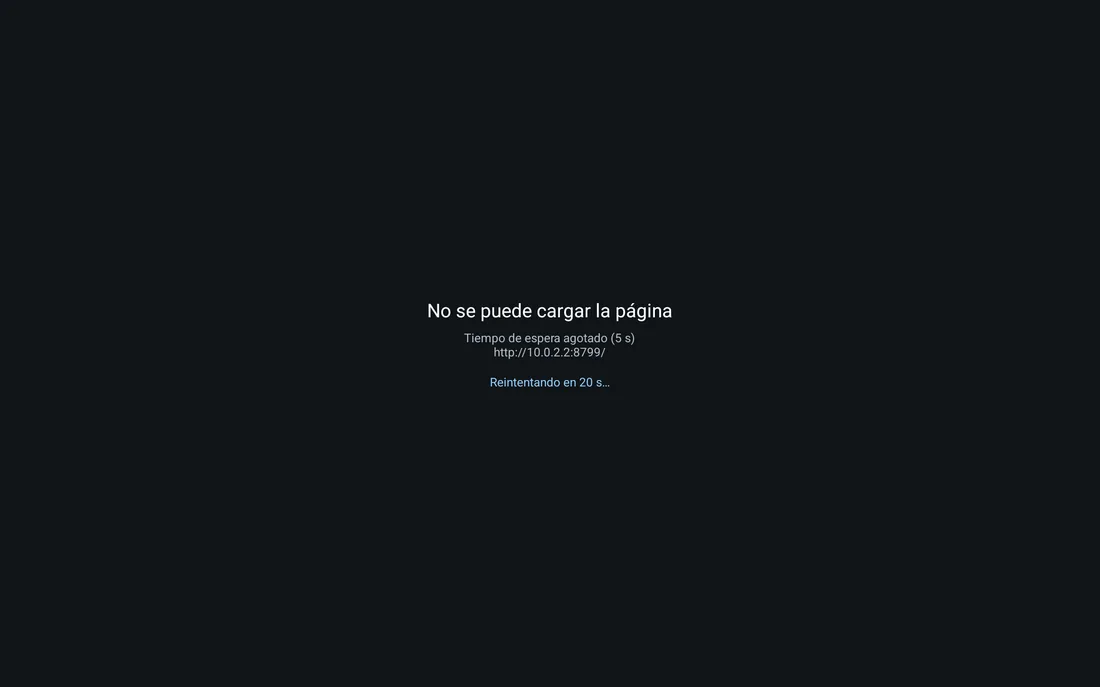 Aviso de página no disponible con reintento automático